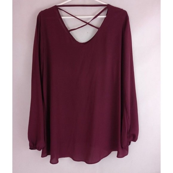 Charming Charlie Women's Burgandy/Maroon Blouse With Metallic Embroidery Large - Picture 2 of 7